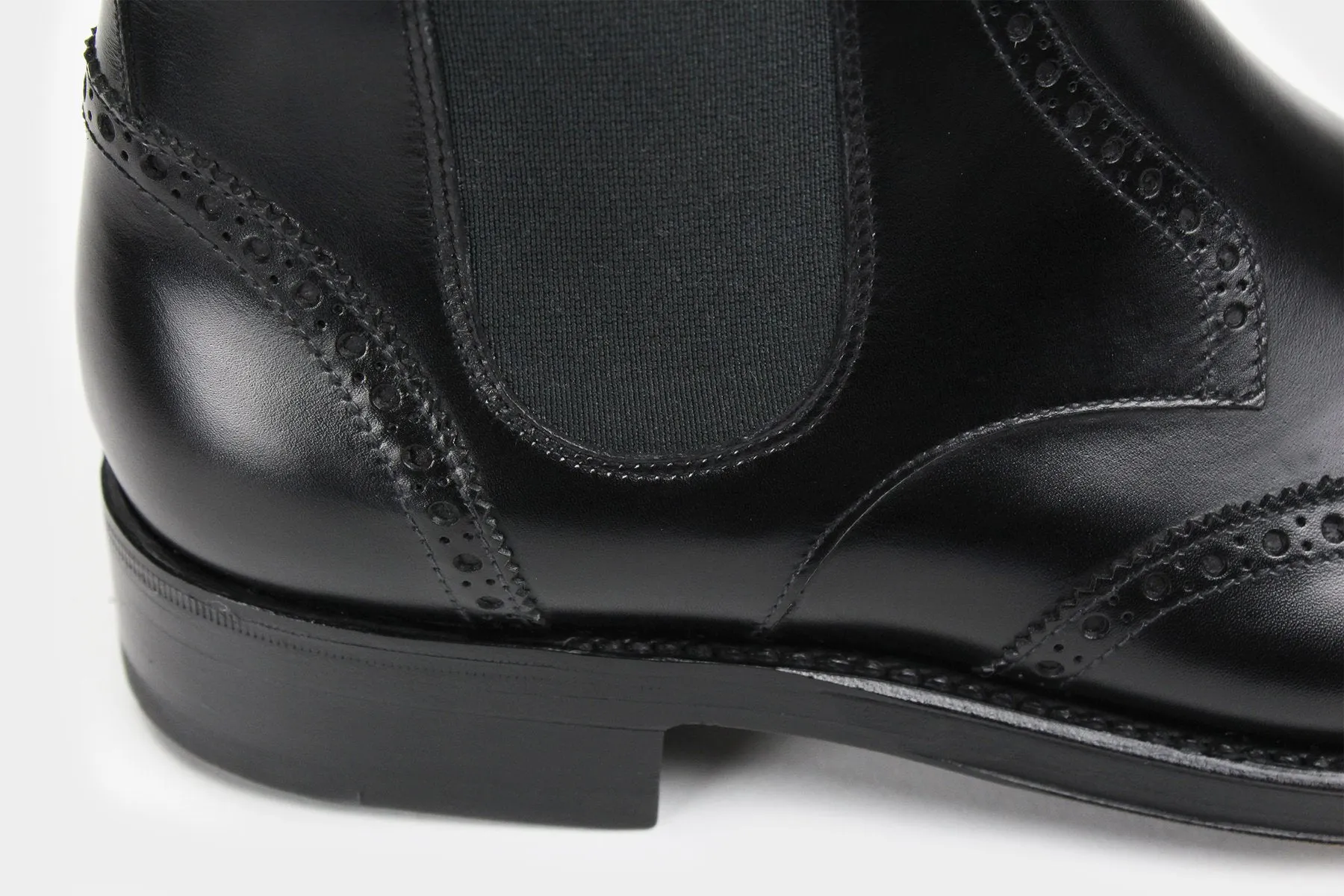 COSIMO • Custom Fitted Bespoke Wingtip Brogue Chelsea Boots • BLACK