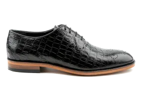 Men's Alligator Oxford Shoes, Oxford Lace-Up Shoes , Black Oxford Brogues, Crocodile Pattern Handmade Oxford Dress Shoes for Men: Wea by Debbano